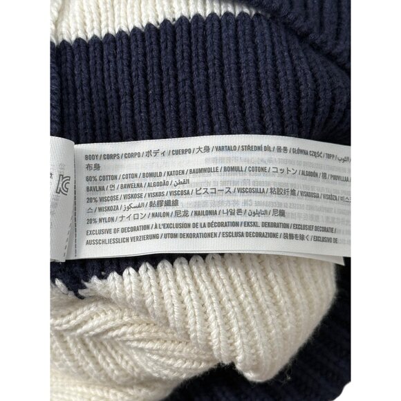 Abercrombie & Fitch Collared Cardigan Blue White Striped Ribbed Womens Size S - Picture 7 of 8